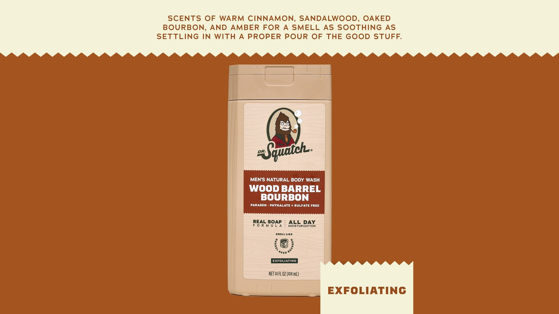 14 oz Wood Barrel Bourbon Exfoliating Body Wash - Rugged Routine