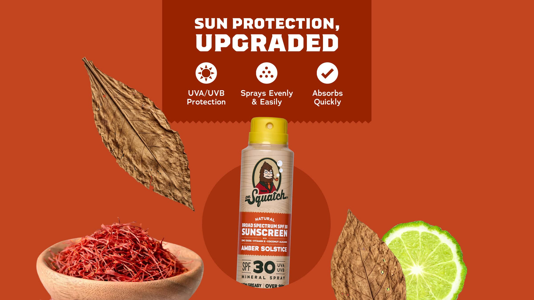 Dr. Squatch Spray Sunscreen | SPF 30 UVA/UVB Protection | Non-Greasy Mineral Sunscreen for Men - Outdoor Shield