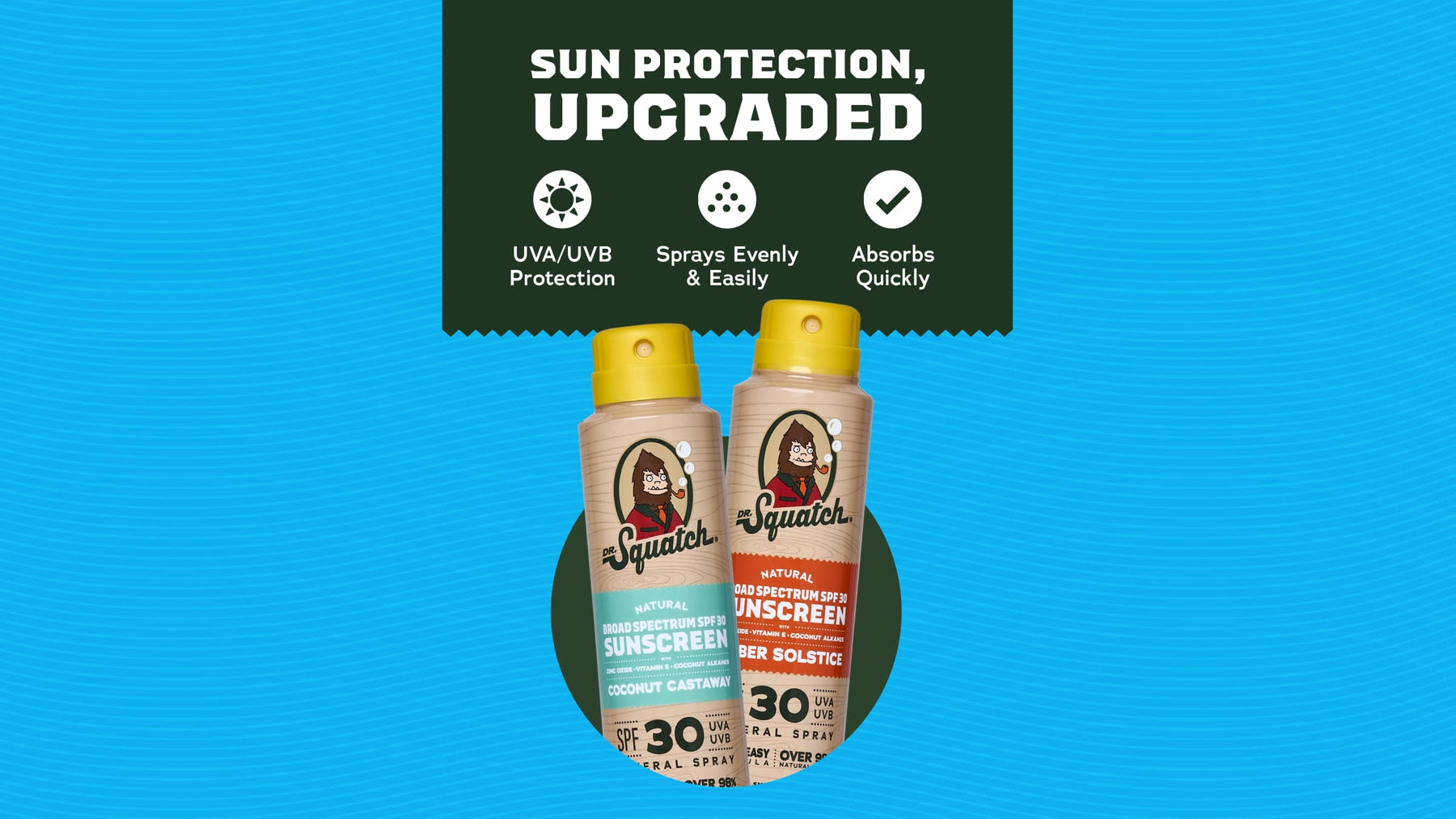 Dr. Squatch Spray Sunscreen 2-Pack | SPF 30 UVA/UVB Protection | Non-Greasy Mineral Sunscreen for Men - Active Shield