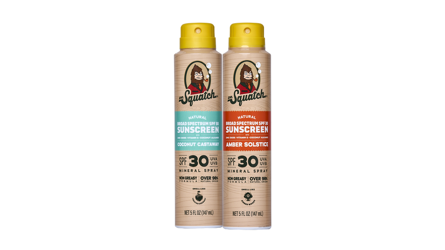 Dr. Squatch Spray Sunscreen 2-Pack | SPF 30 UVA/UVB Protection | Non-Greasy Mineral Sunscreen for Men - Active Shield